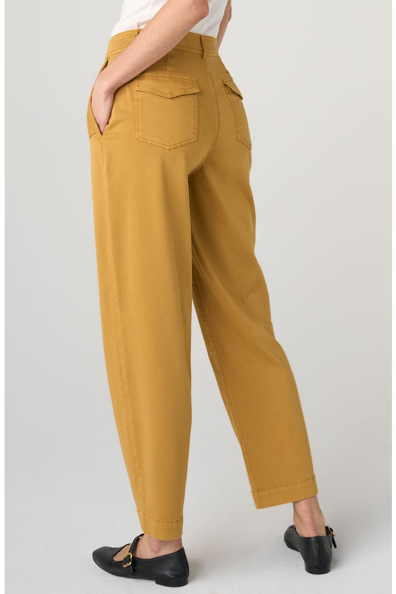 Pleated Cotton Blend Pants, Alternate, color, GOLD RUSH