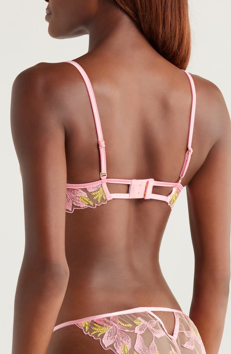 Bluebella Patrice Embroidered Underwire Bra, Alternate, color, Pink/ Blazing Yellow