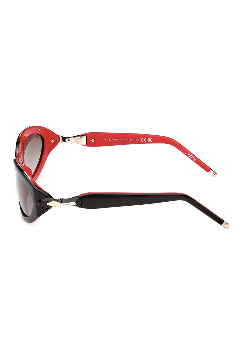 58mm Gradient Oval Sunglasses, Alternate, color, BLACK RED / SMOKE ZEISS