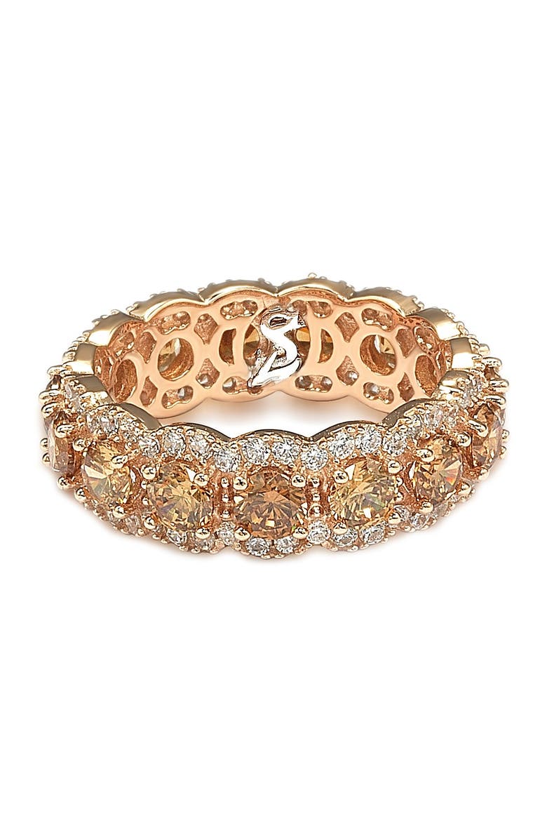 SUZY LEVIAN Rose Sterling Silver Champagne & White Cubic Zirconia Eternity Band Ring, Main, color, Brown