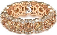 SUZY LEVIAN Rose Sterling Silver Champagne & White Cubic Zirconia Eternity Band Ring