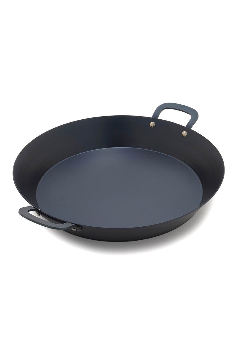 x Bobby Flay 15" Carbon Steel Paella Pan, Main, color, BLACK