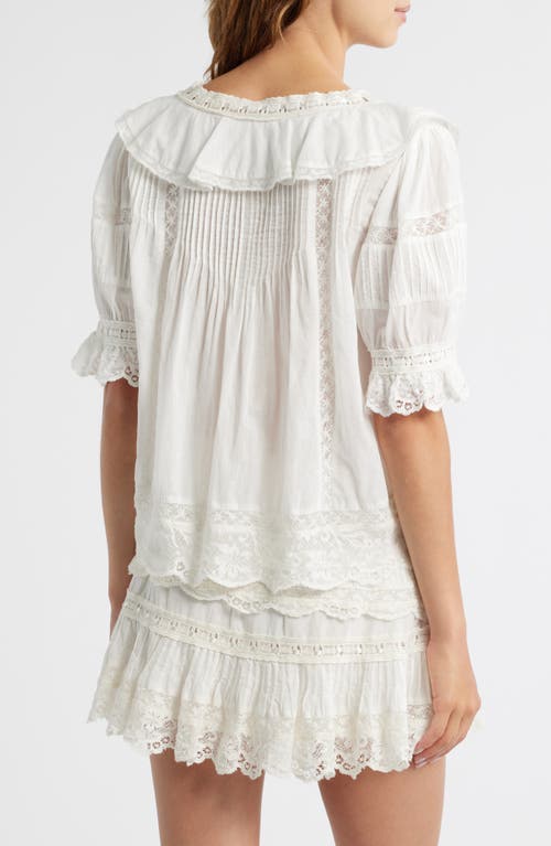 Loveshackfancy Romilly Ruffle & Lace Top In White