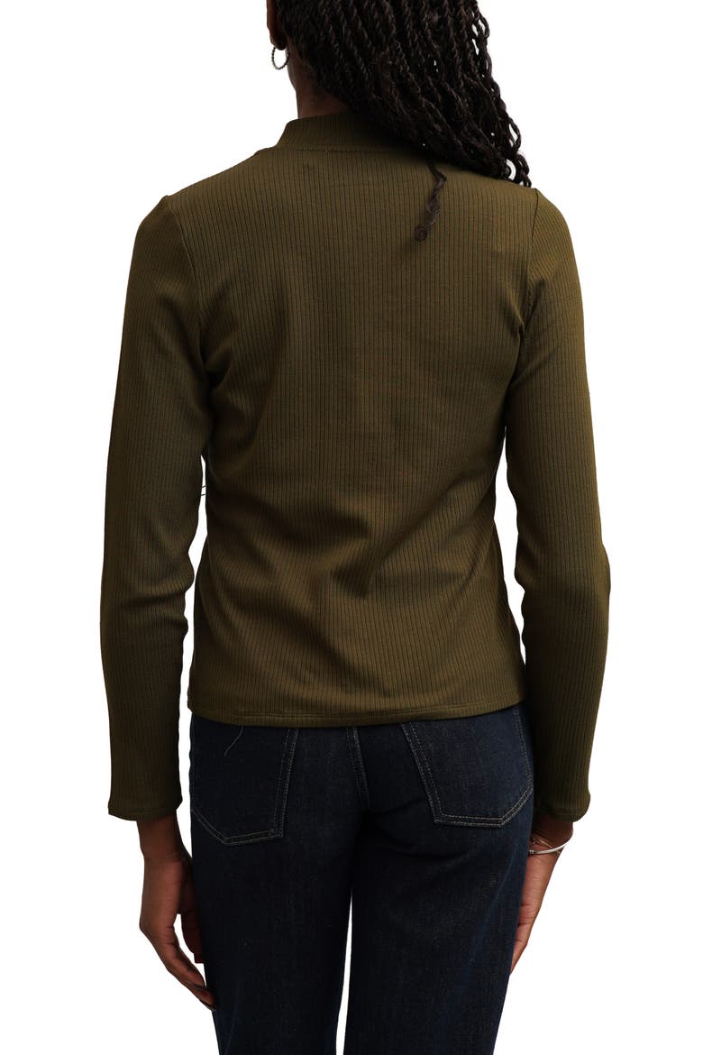 Quarter Zip Ribbed Top, Alternate, color, DARK OLIVE