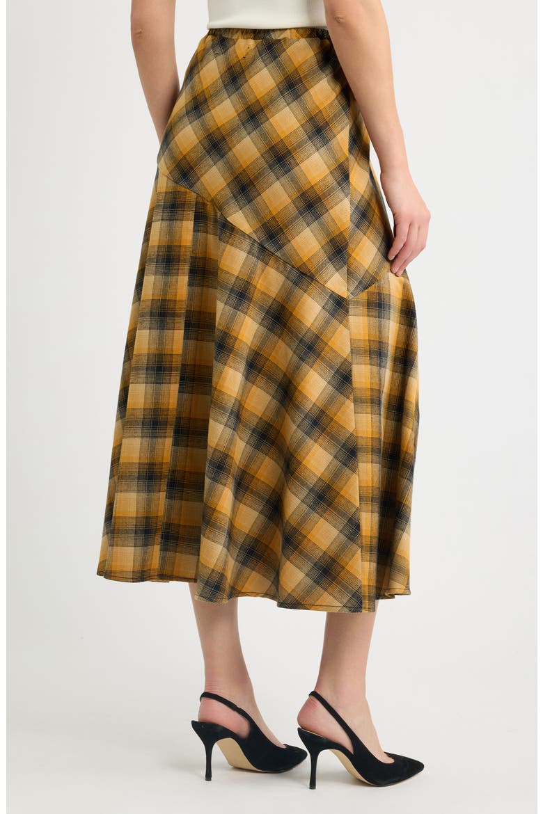 Plaid A-Line Midi Skirt, Alternate, color, AMBER