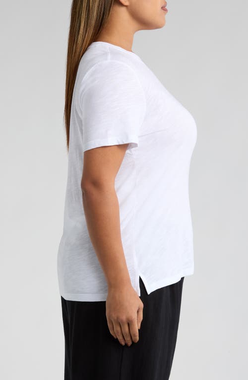 Caslonr Caslon(r) Crewneck Slub Jersey Pocket T-shirt In White
