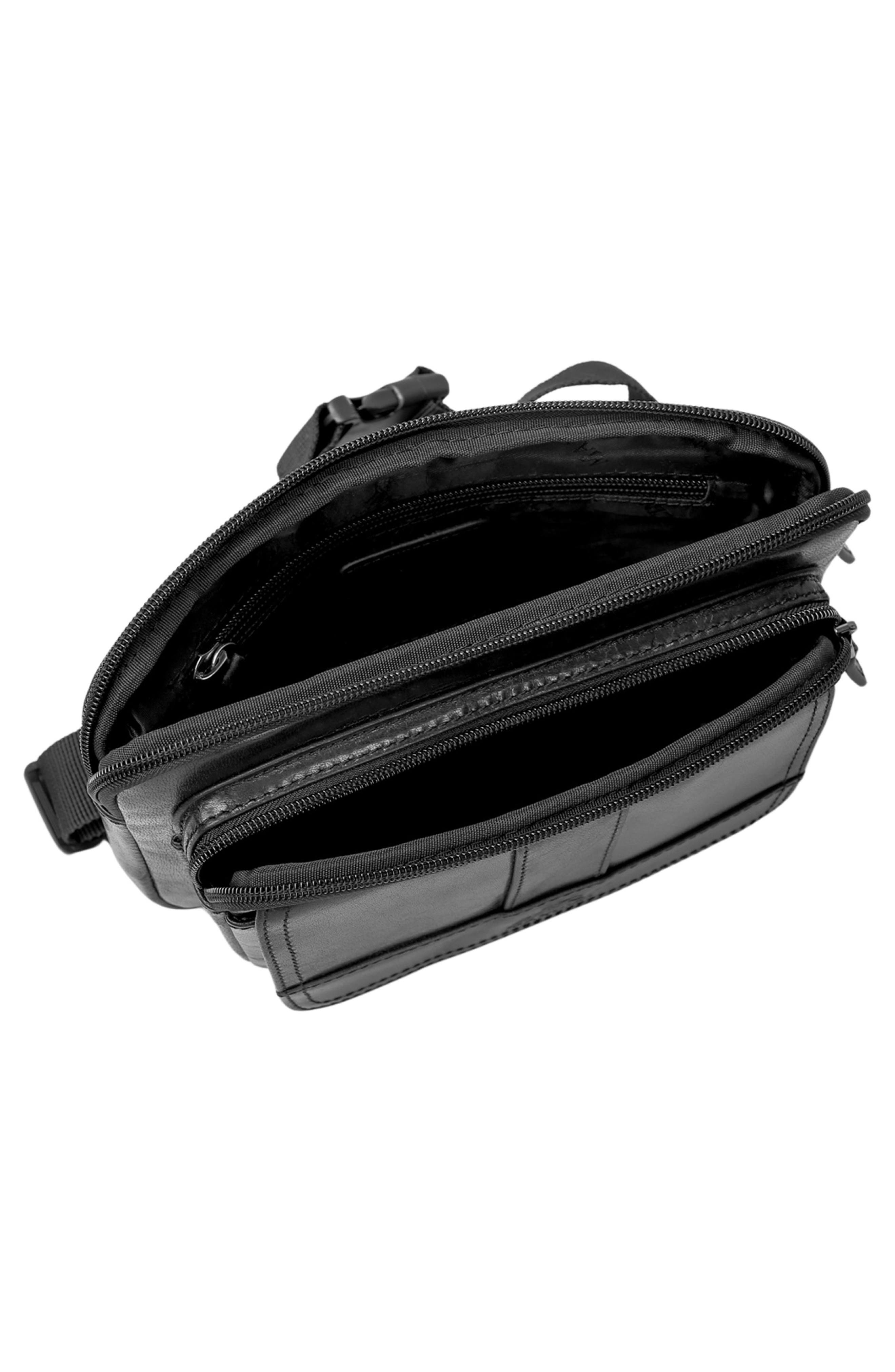 Mancini Buffalo Leather Belt Bag, Alternate, color, Black