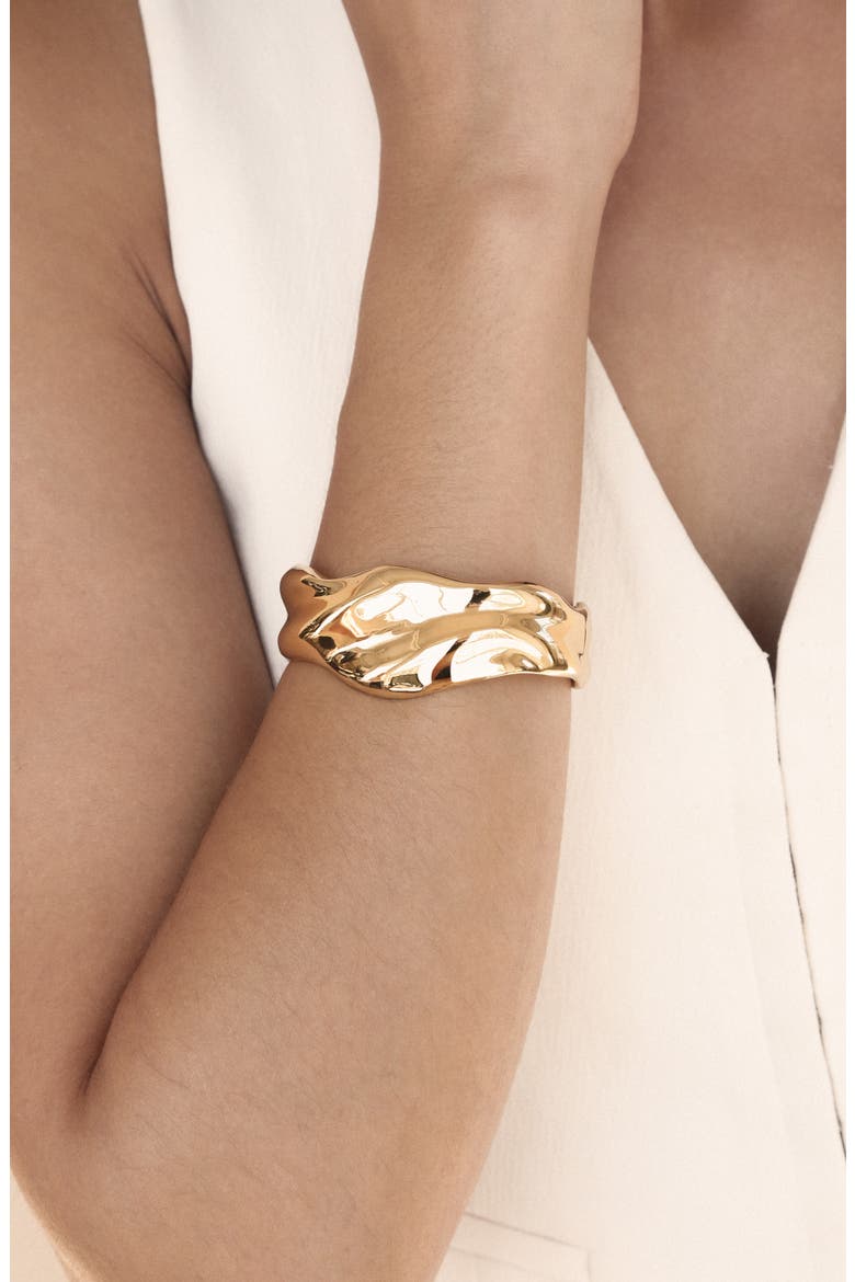 Textured Cuff Bracelet, Alternate, color, GOLD