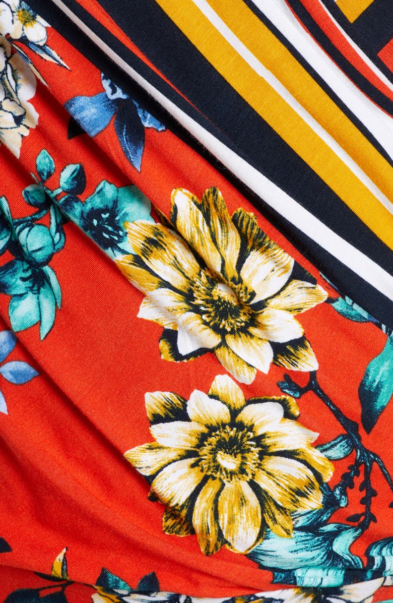 Loveappella Pattern Mix Wrap Front Top, Alternate, color, Red