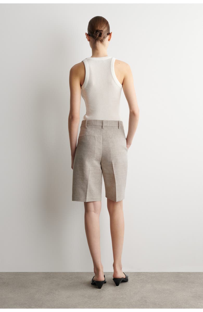 COS Tailored Linen Shorts, Alternate, color, Beige Mélange