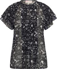 Maison Common Printed Silk Geogette Blouse