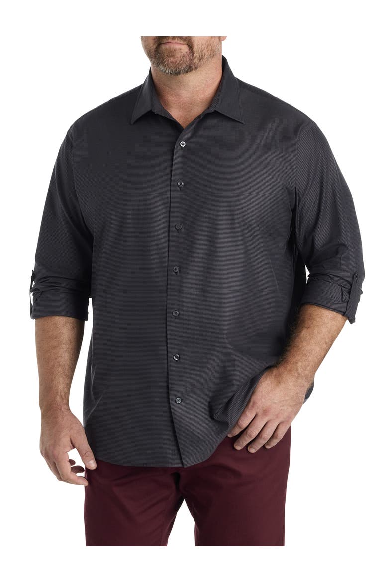 Big & Tall Textured Sport Shirt, Main, color, BLACK GREY