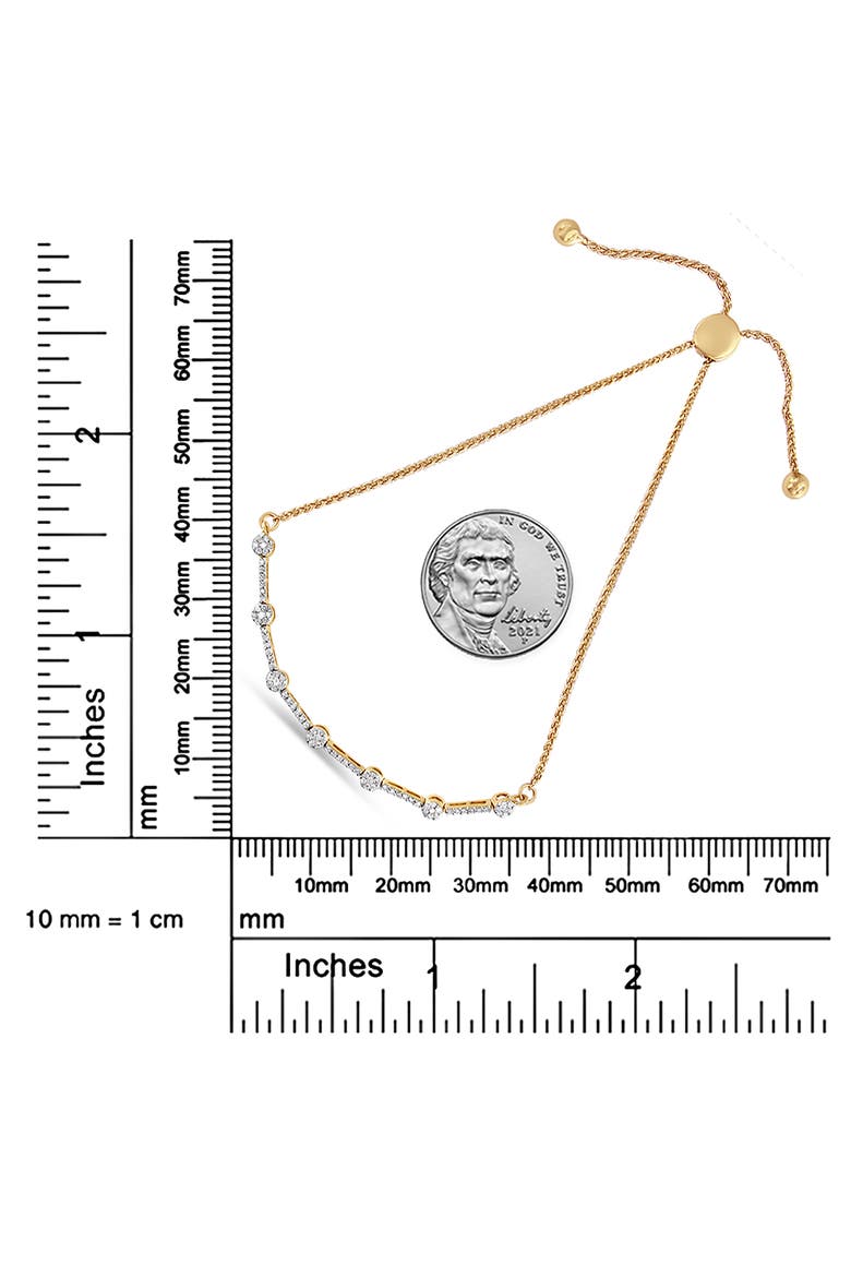 14K Gold Plated Sterling Silver 1/3 Cttw Diamond Slider Link Bolo Bracelet, Alternate, color, Yellow Gold over Silver