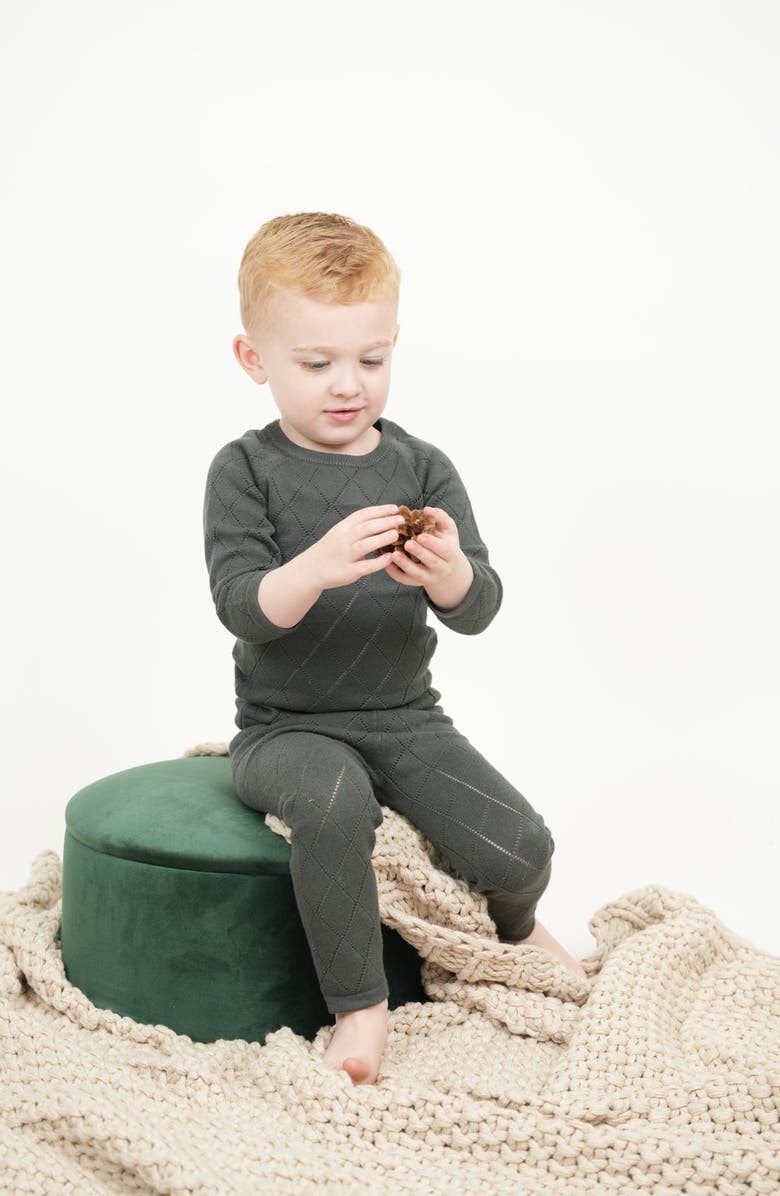 Manière Diamond Pointelle Sweater & Pants Set, Alternate, color, Beige