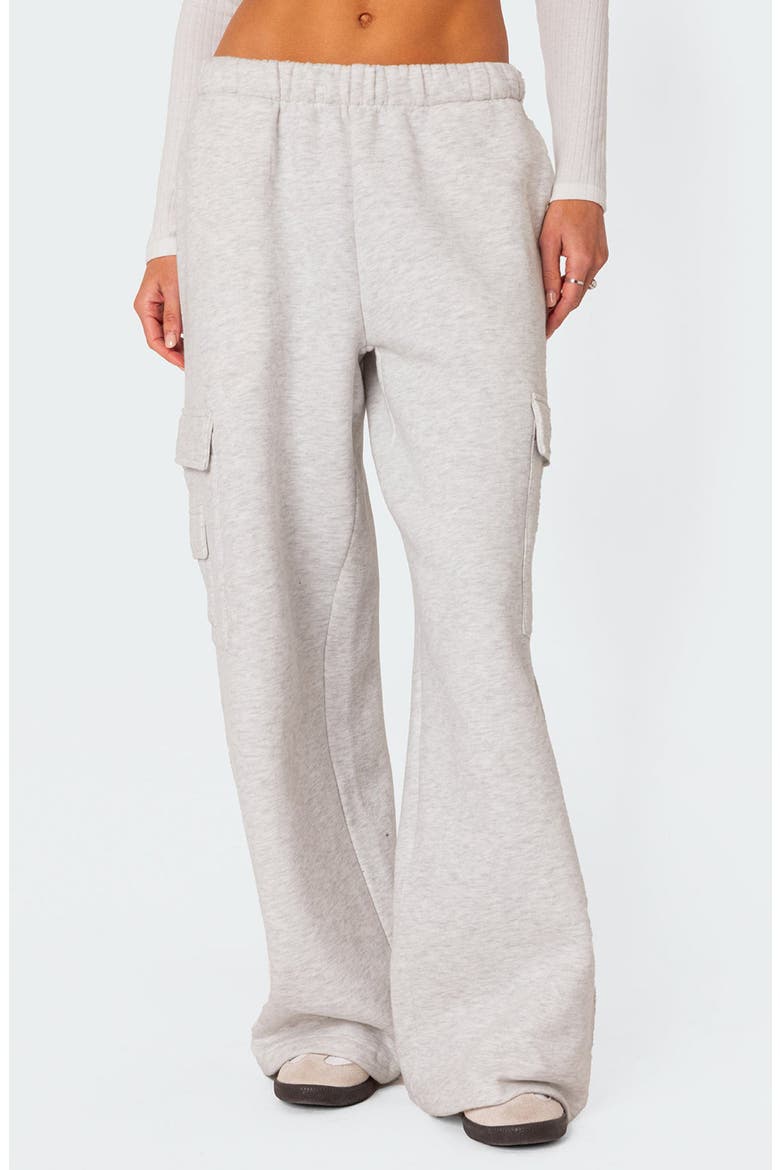 Wide Leg Cotton Cargo Sweatpants, Main, color, LIGHT-GRAY