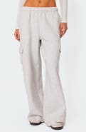 EDIKTED Wide Leg Cotton Cargo Sweatpants