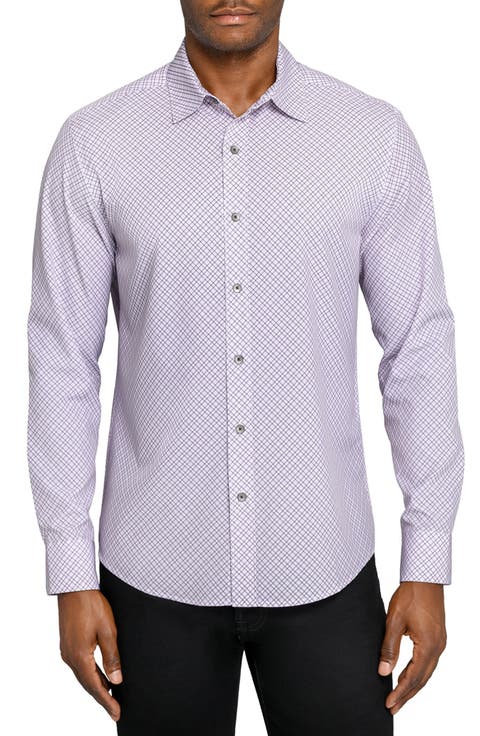 Slim Fit Geometric Print Performance Button-Up Shirt