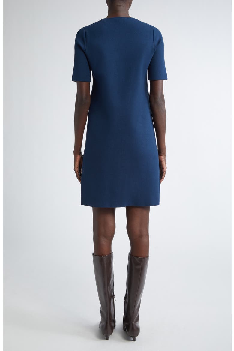 Short Sleeve Matte Crepe Shift Dress, Alternate, color, LIDO BLUE