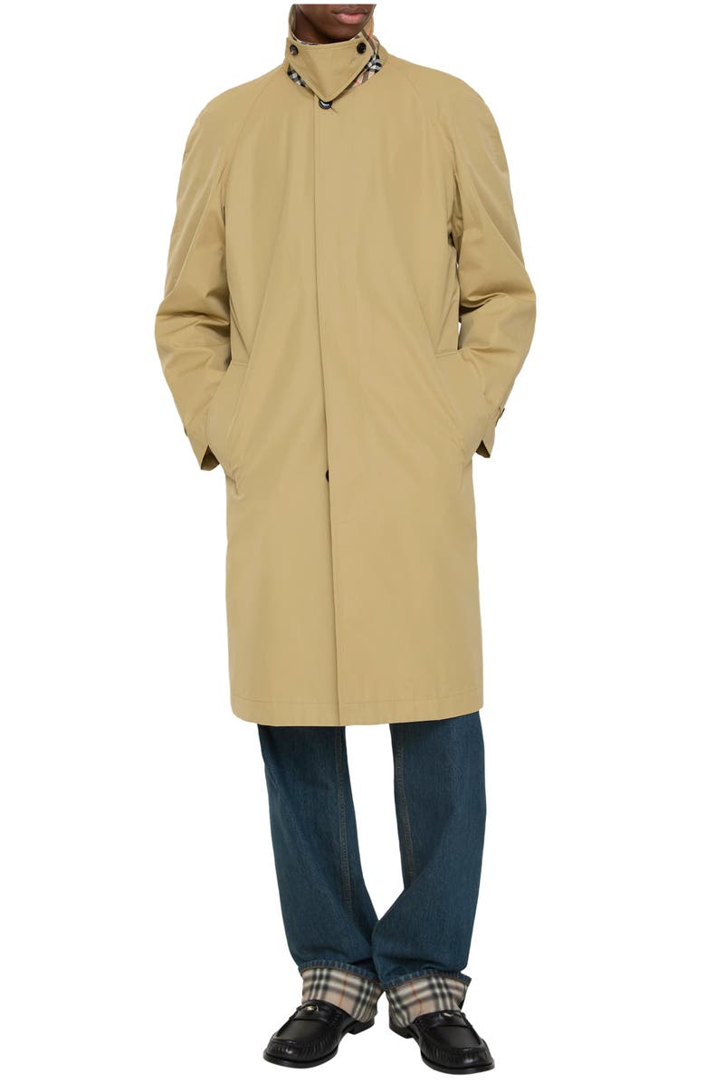Burberry Long Cotton Car Coat, Main, color, Hamper Beige