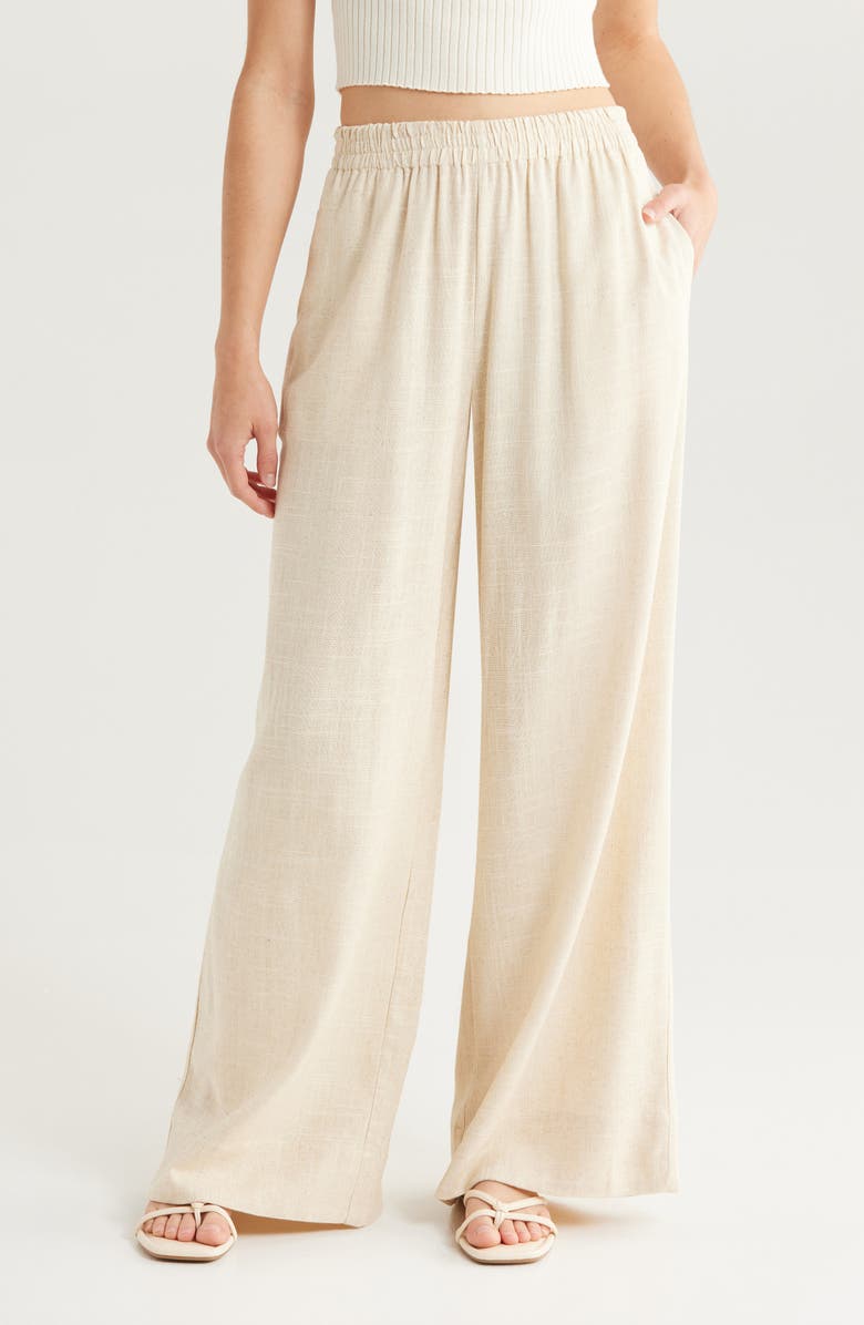 1.STATE Slub Palazzo Pants, Main, color, Natural