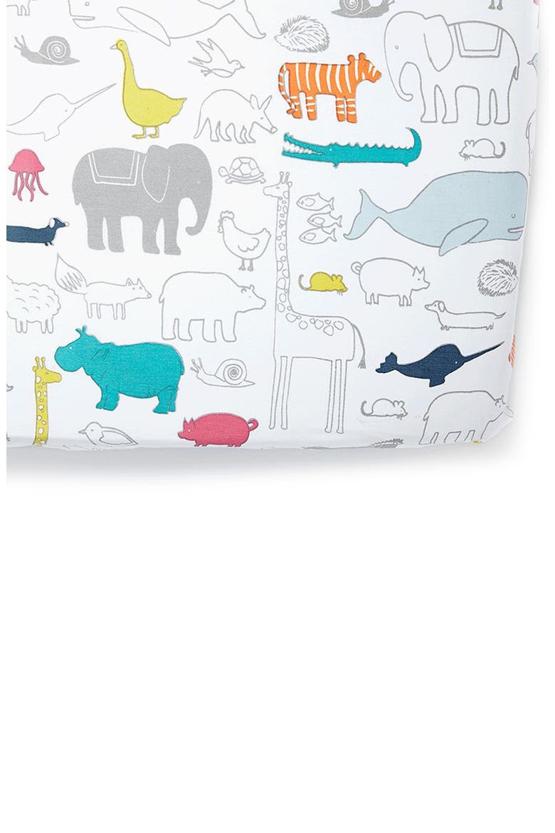 Noahs Ark Cotton Crib Sheet, Main, color, NOAHS ARK