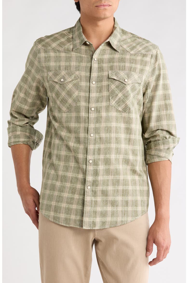 Long Sleeve Plaid Western Shirt, Main, color, DUSTY OLIVE