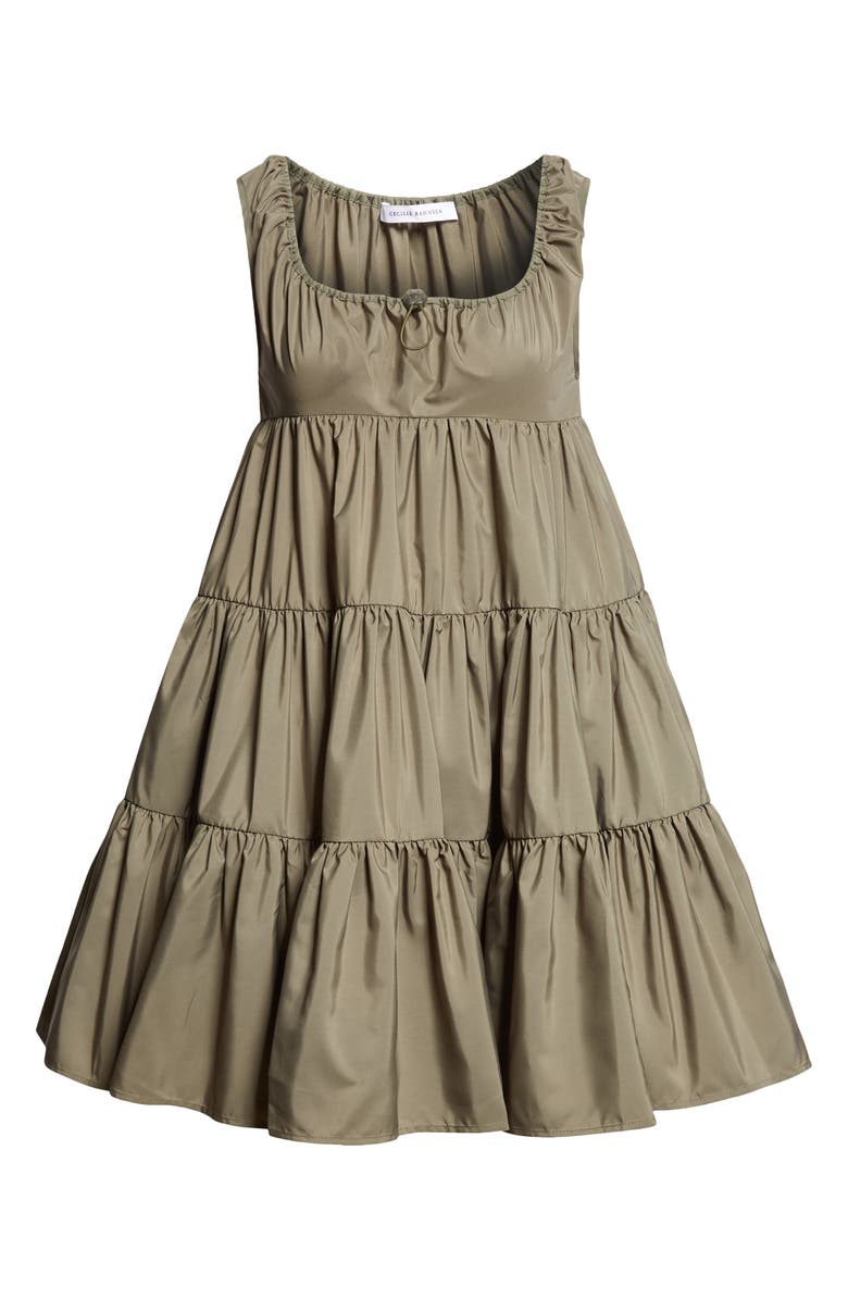 Cecilie Bahnsen Aino Tiered Recycled Faille Minidress, Alternate, color, Olive