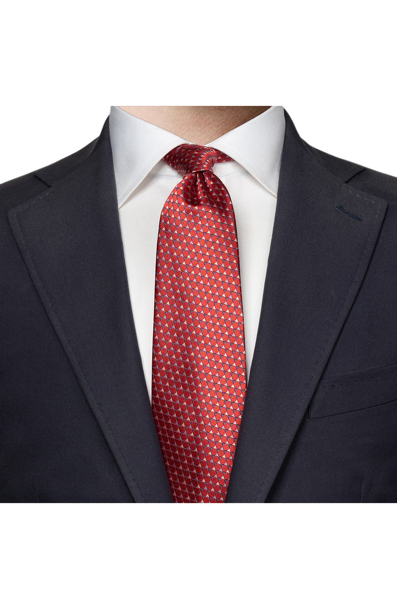 Eton Triangles Silk Tie, Alternate, color, Medium Red