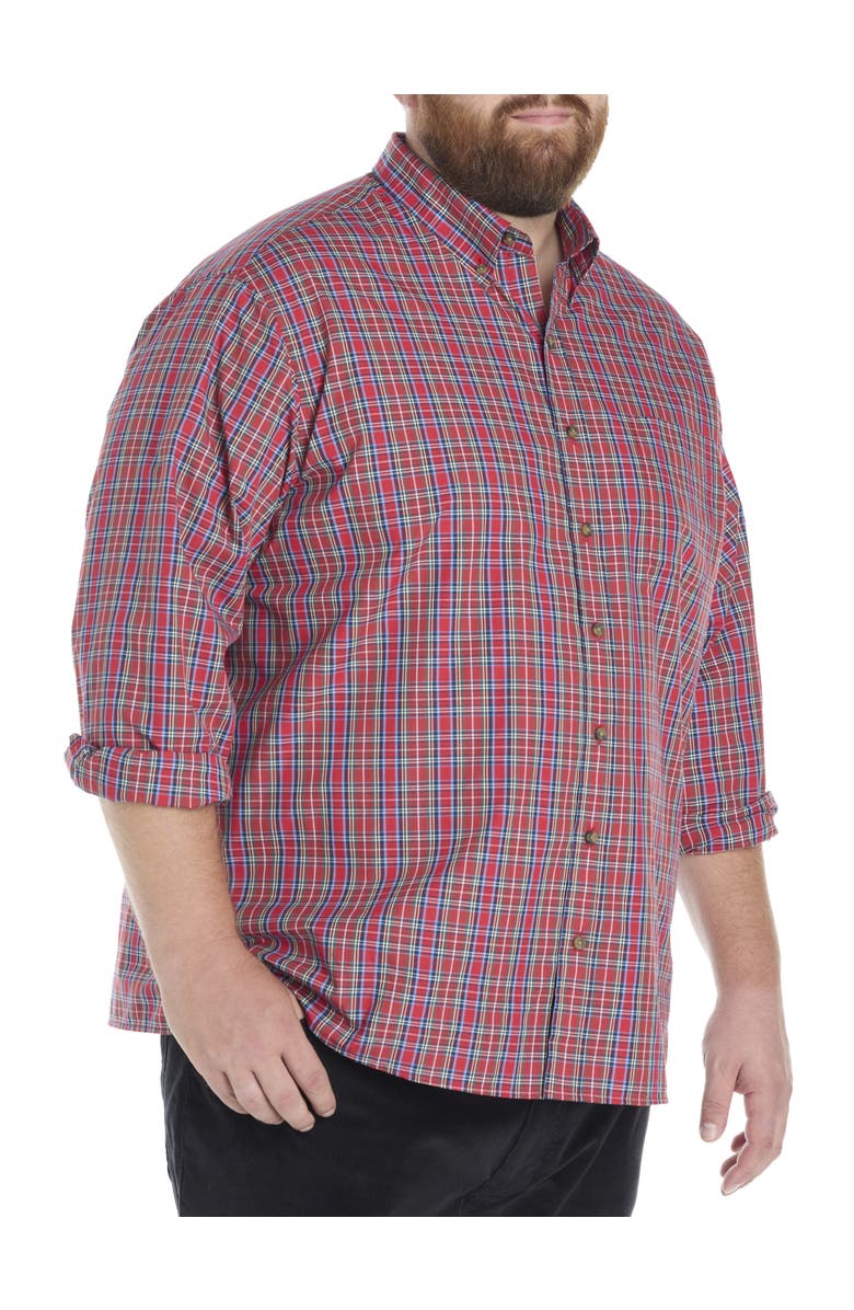 Harbor Bay by DXL Big & Tall Easy-Care Small Plaid Sport Shirt, Main, color, Red