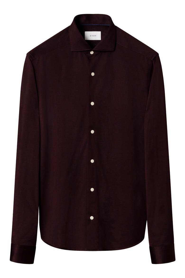 Slim Fit Filo di Scozia Cotton Jacquard Shirt, Alternate, color, MEDIUM RED