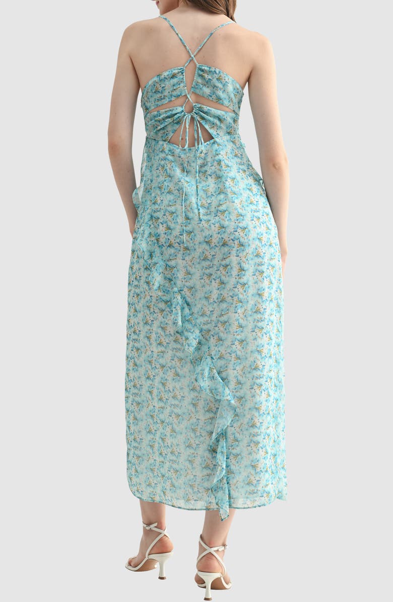 All in Favor Floral Ruffle Midi Dress, Alternate, color, Blue Floral