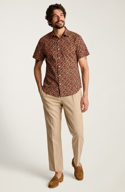 Bonobos Riviera Slim Fit Floral Short Sleeve Stretch Cotton Button-up Shirt In Brown