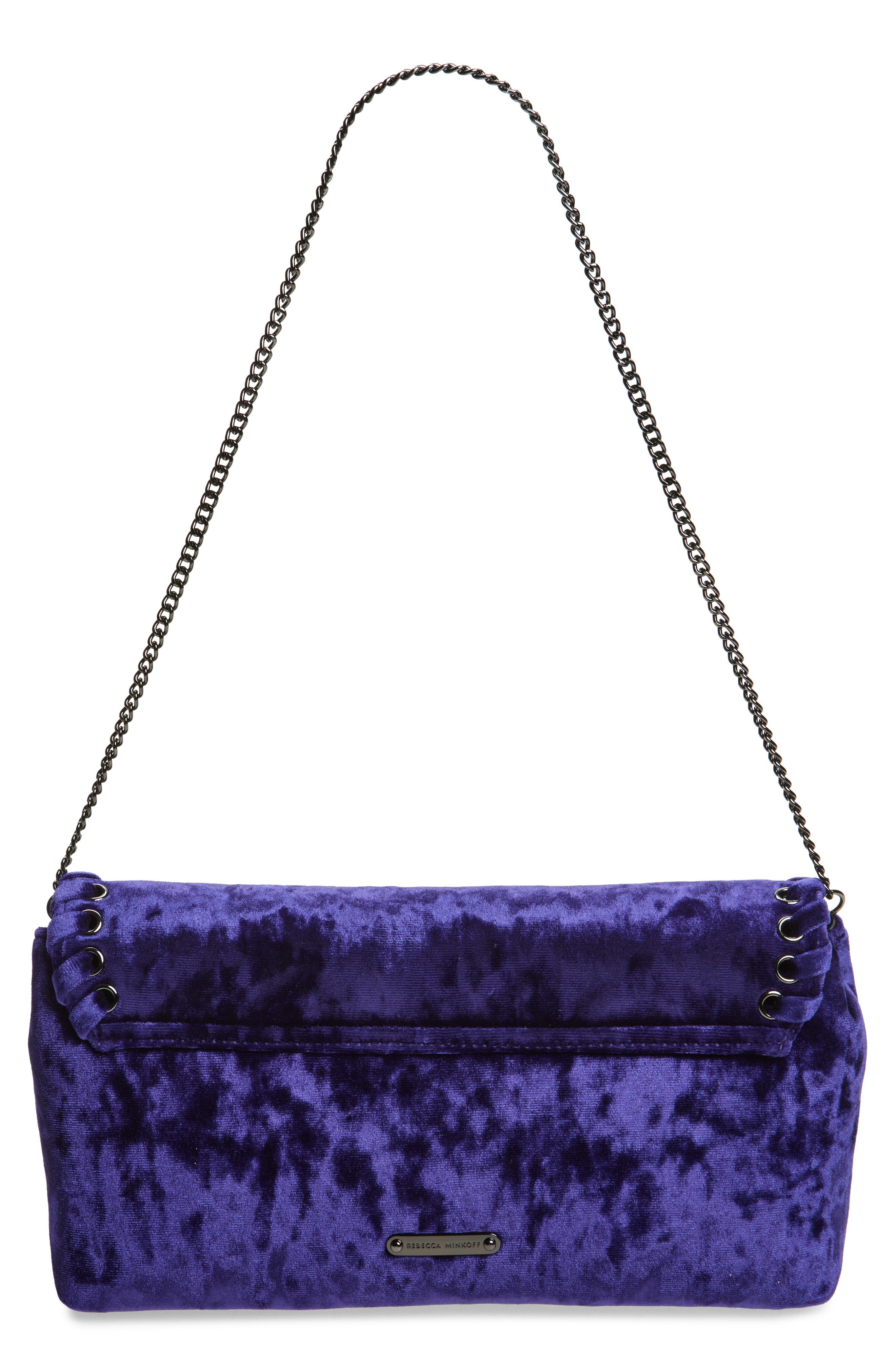 Rebecca Minkoff Whipstitch Velvet Clutch, Alternate, color, 
