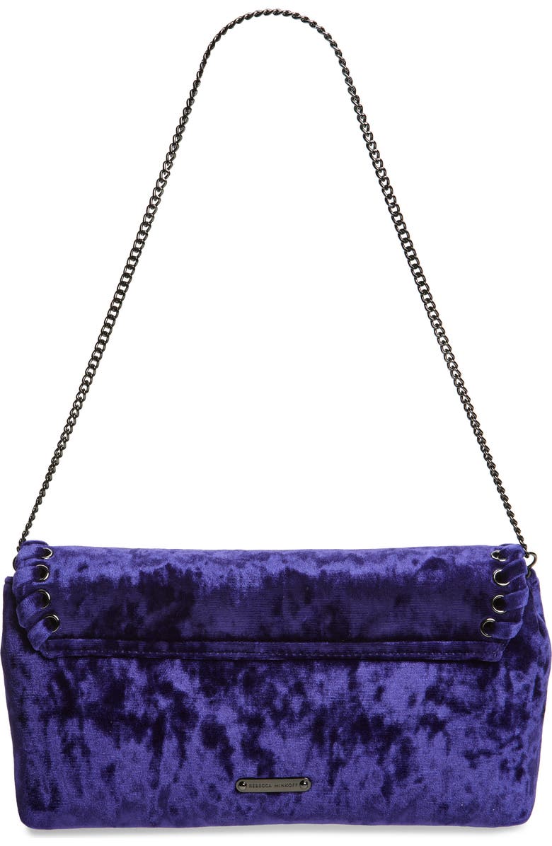 Rebecca Minkoff Whipstitch Velvet Clutch, Alternate, color,