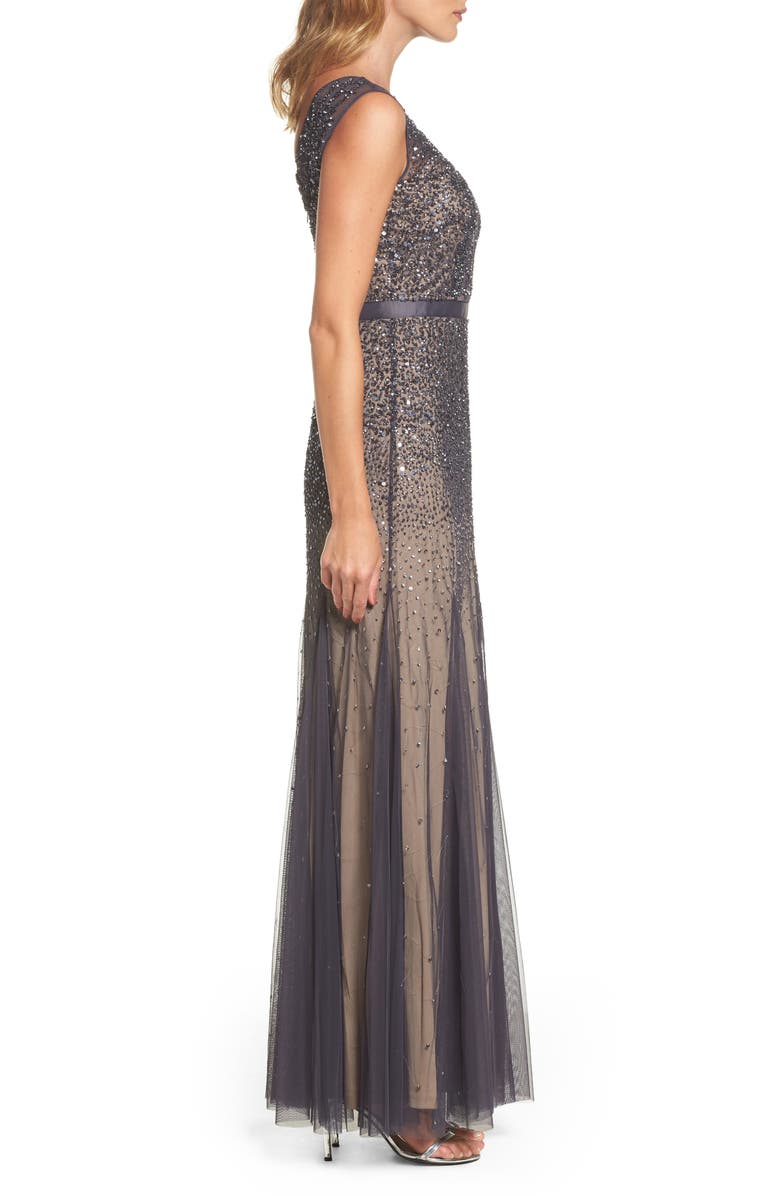 Adrianna Papell Beaded Chiffon Gown, Alternate, color,