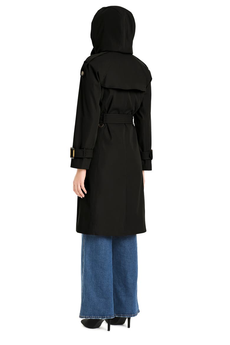 Water Resistant Double Breasted Trench Coat, Alternate, color, BLACK