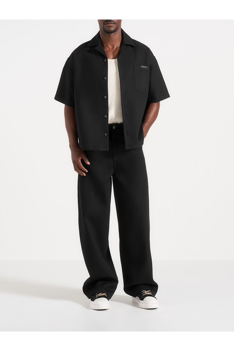 Brook Unisex Signature Twill Boxy Shirt, Alternate, color, Black