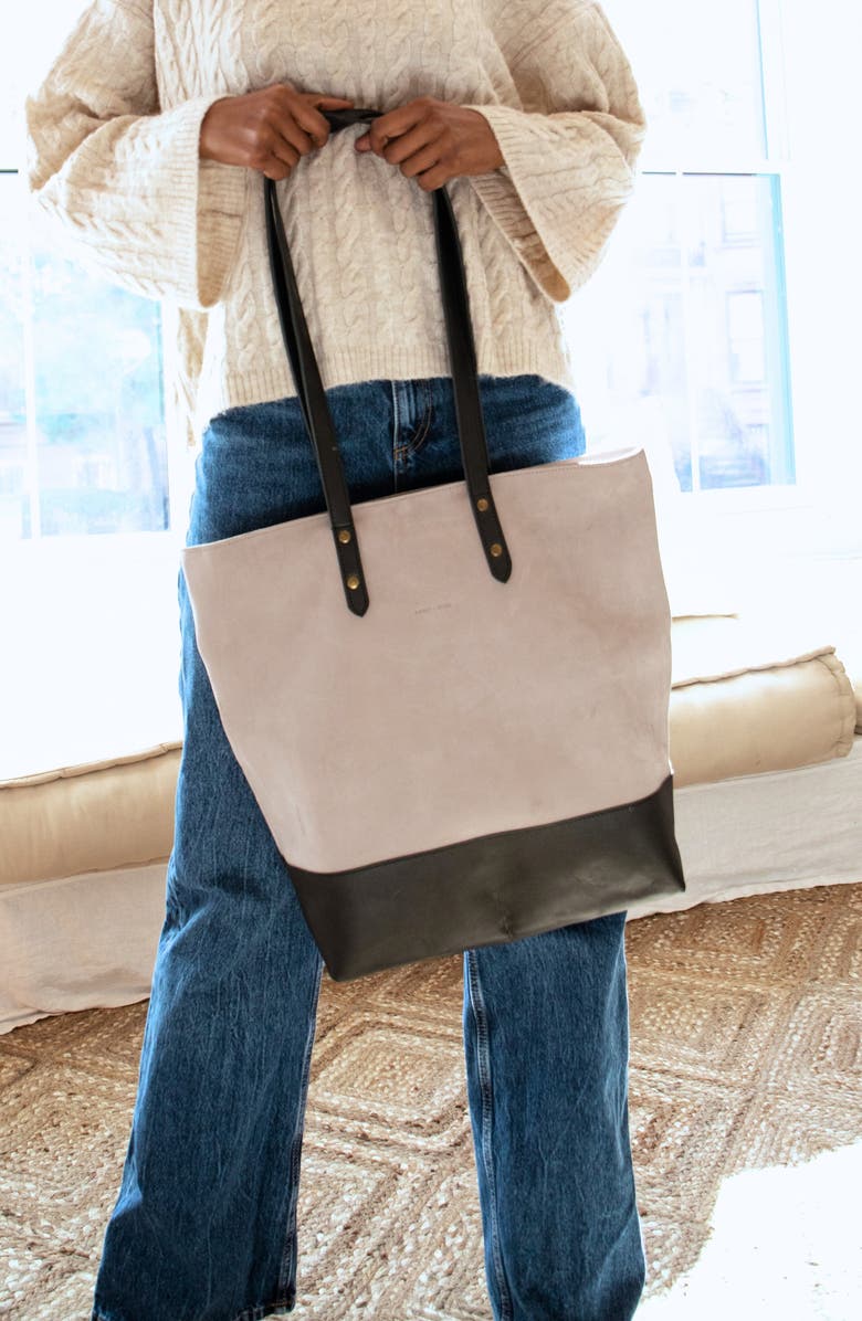 Sarep + Rose Kenya Large Leather Zipped Tote Bag, Alternate, color, Smoky Gray Nubuck