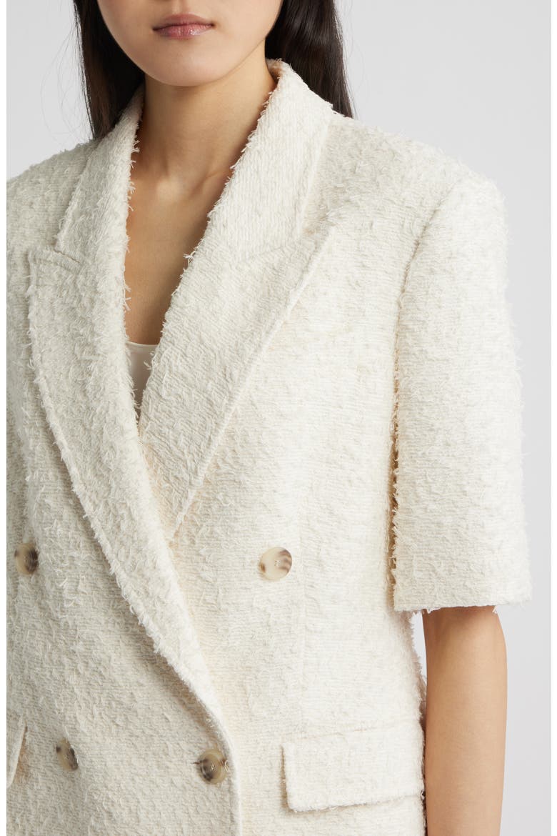 Jaleto Double Breasted Short Sleeve Tweed Blazer, Alternate, color, SOFT CREAM EYELASH TWEED
