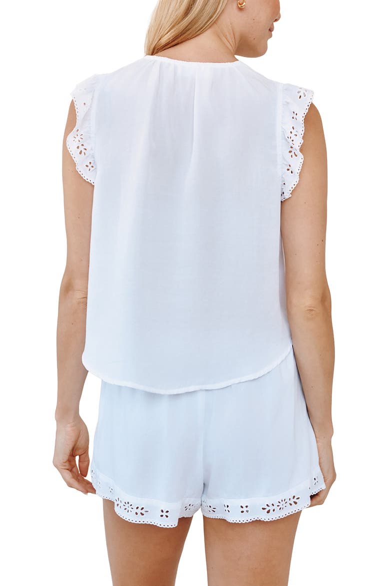 Eyelet Ruffle Top, Alternate, color, WHITE