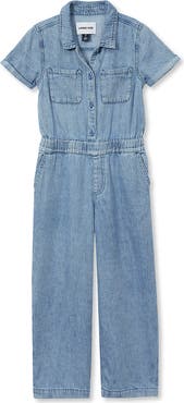 Lands' End Girls Lightweight Denim Jumpsuit