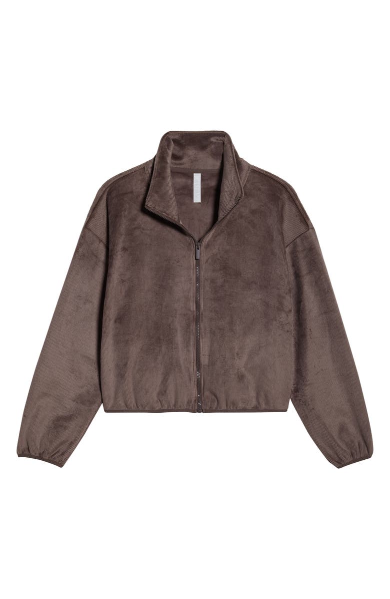 Zella Plush Rib Jacket, Alternate, color, Brown Quartz