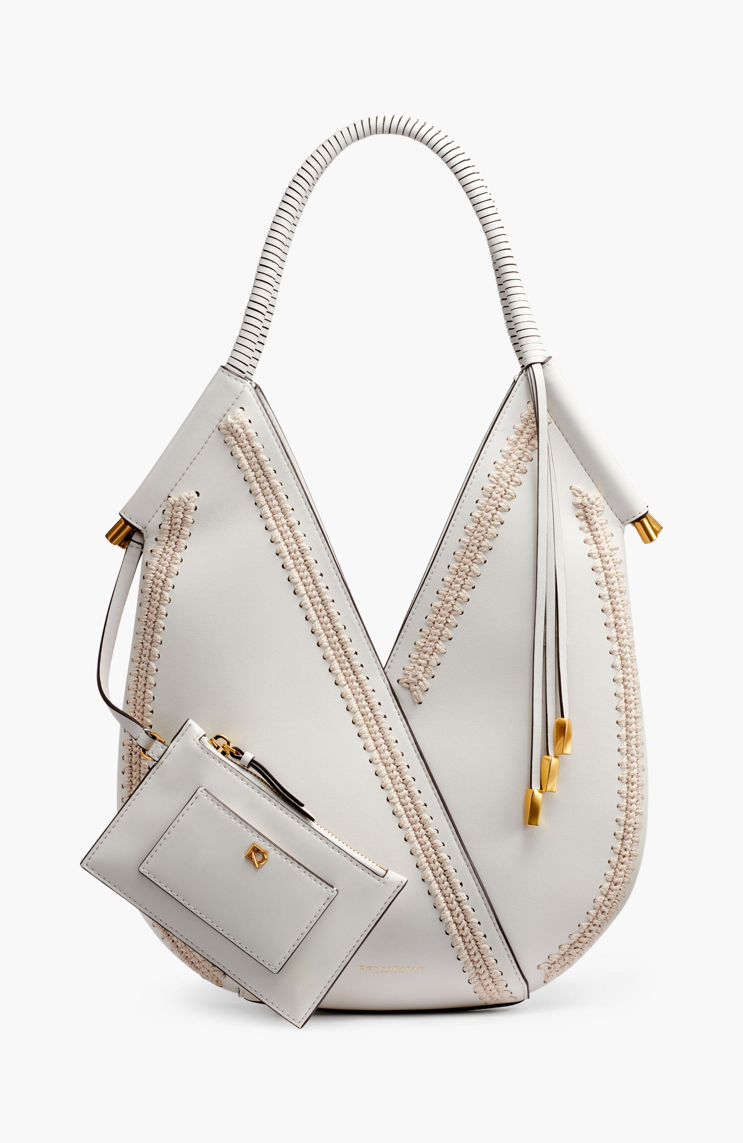 Baldwin Mini Crochet-Trimmed Shoulder Bag, Main, color, Brillant White