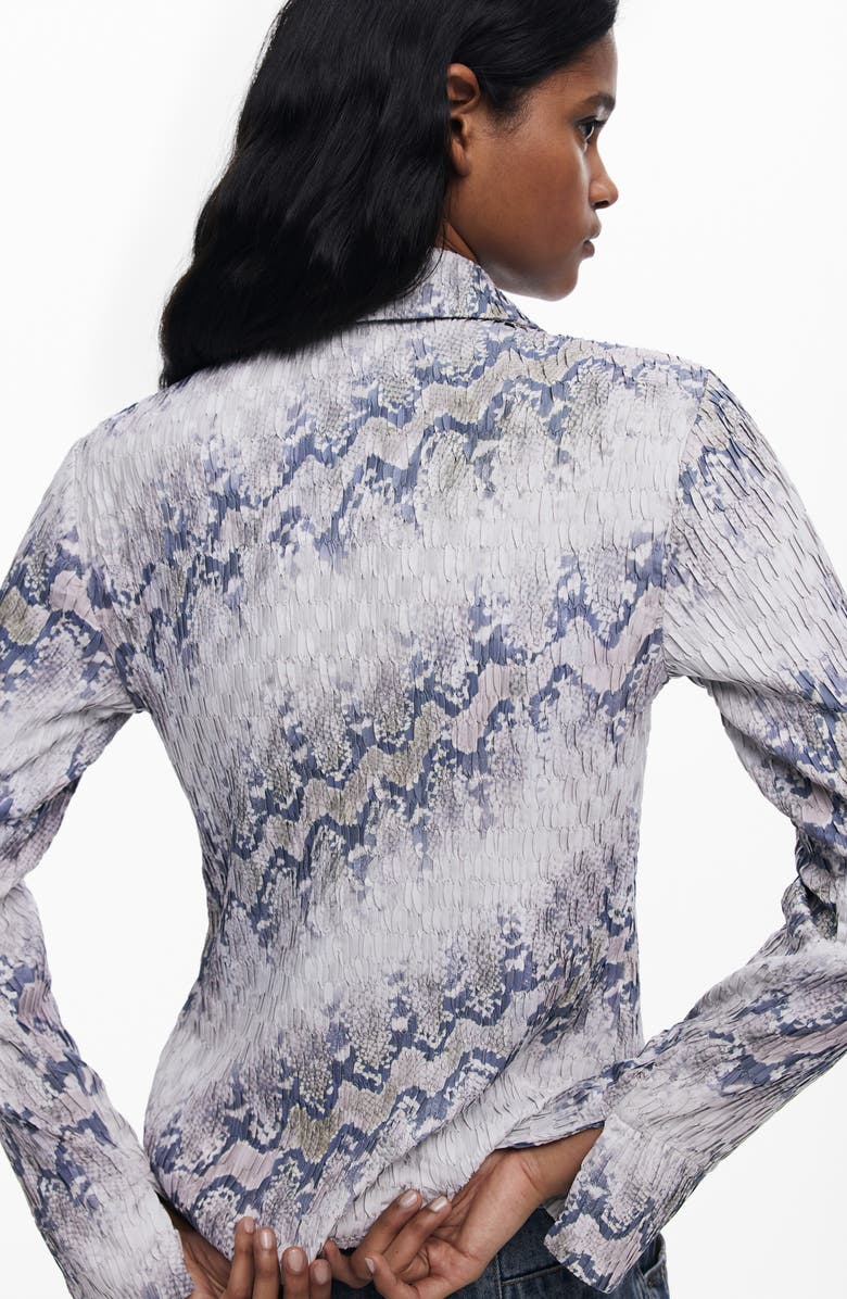 Desigual Textured Snakeskin Print Button-Up Shirt, Alternate, color, Beige