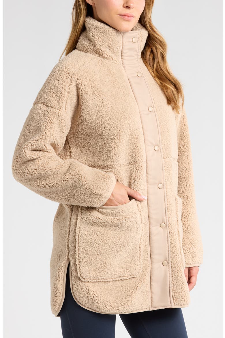 Cozy Faux Shearling Jacket, Alternate, color, TAN OXFORD
