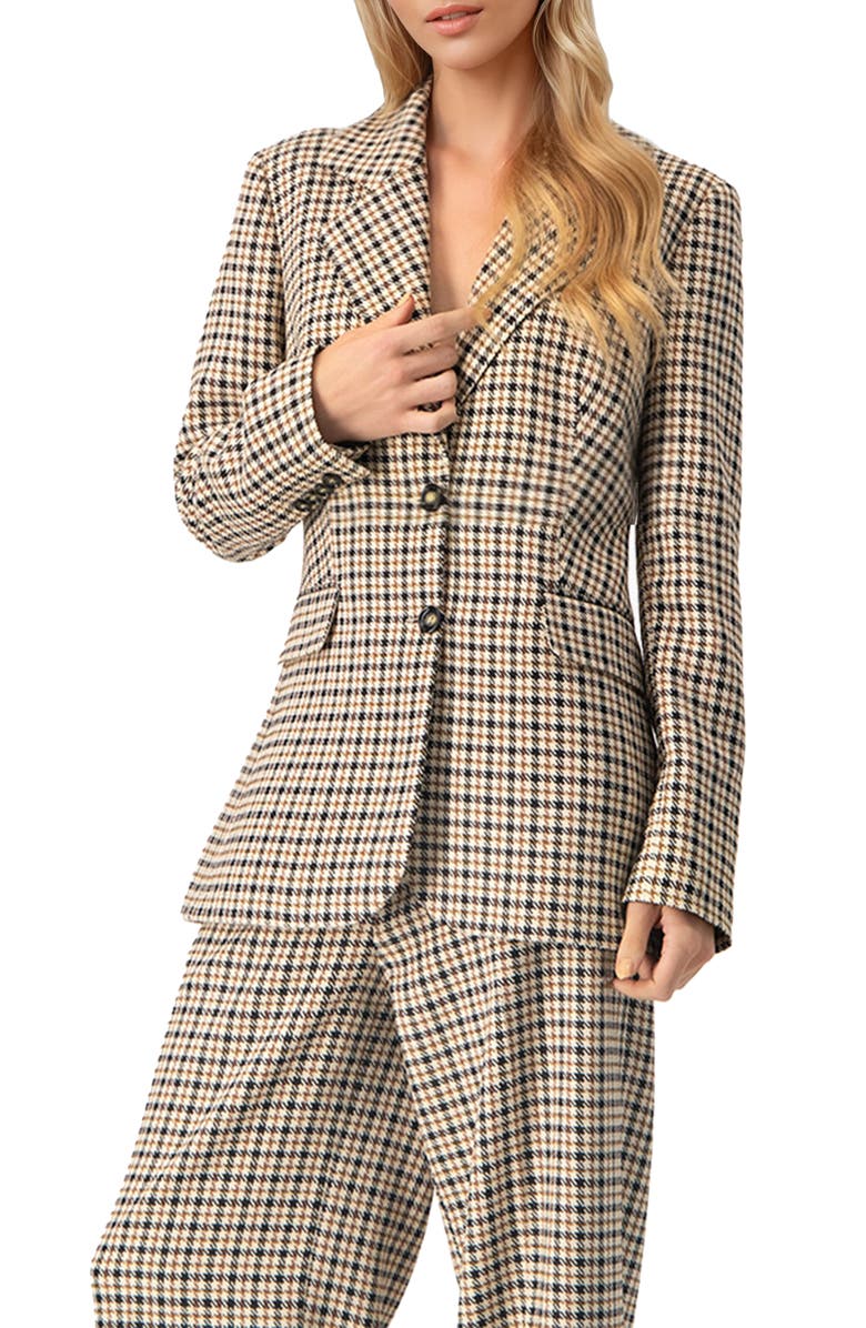 IVONNE Checked Two Button Blazer, Main, color, Beige