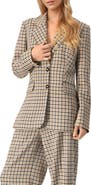 IVONNE Checked Two Button Blazer