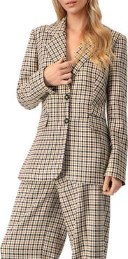 IVONNE Checked Two Button Blazer