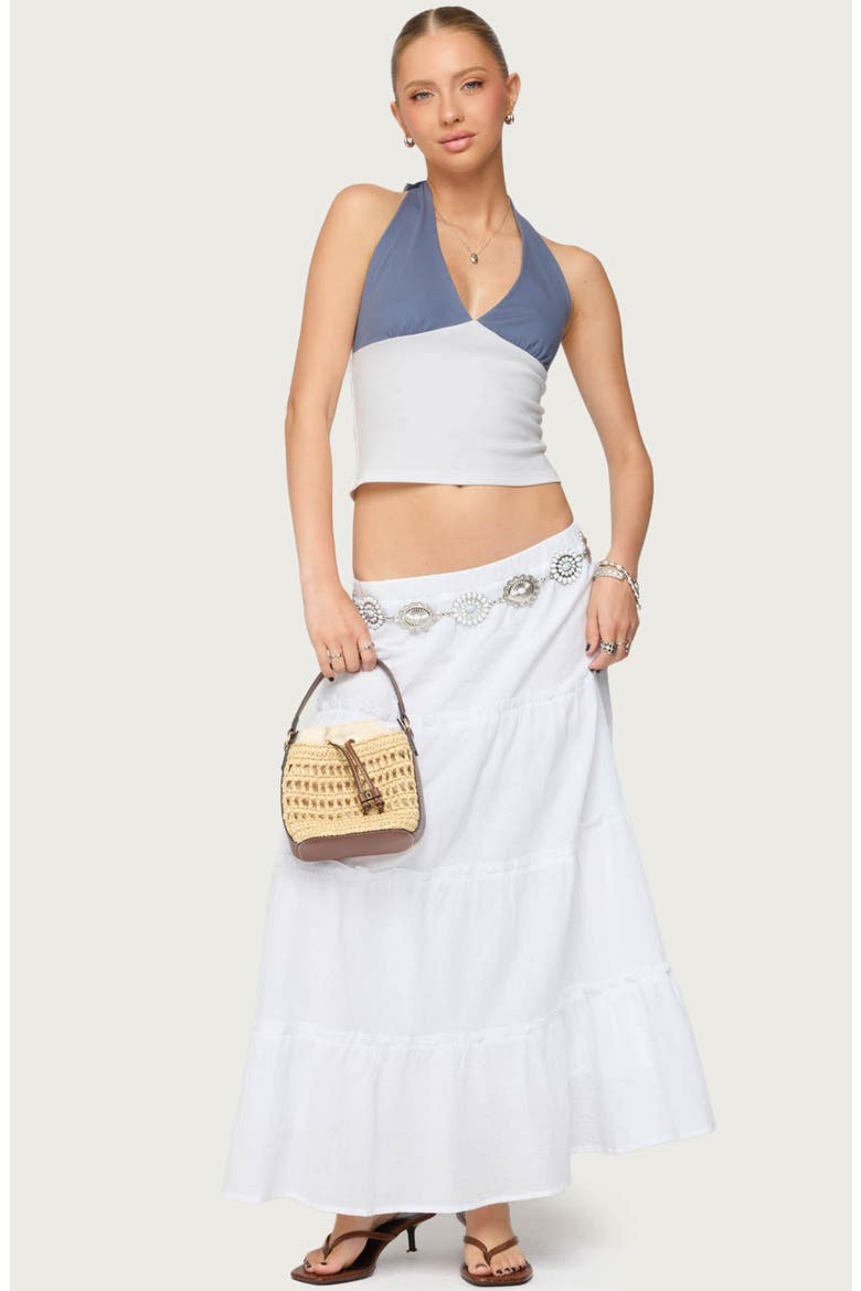 Tiered Cotton Maxi Skirt, Alternate, color, WHITE