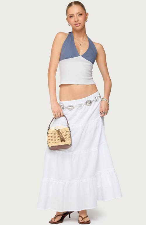 Edikted Petite Charlotte Tiered Maxi Skirt In White